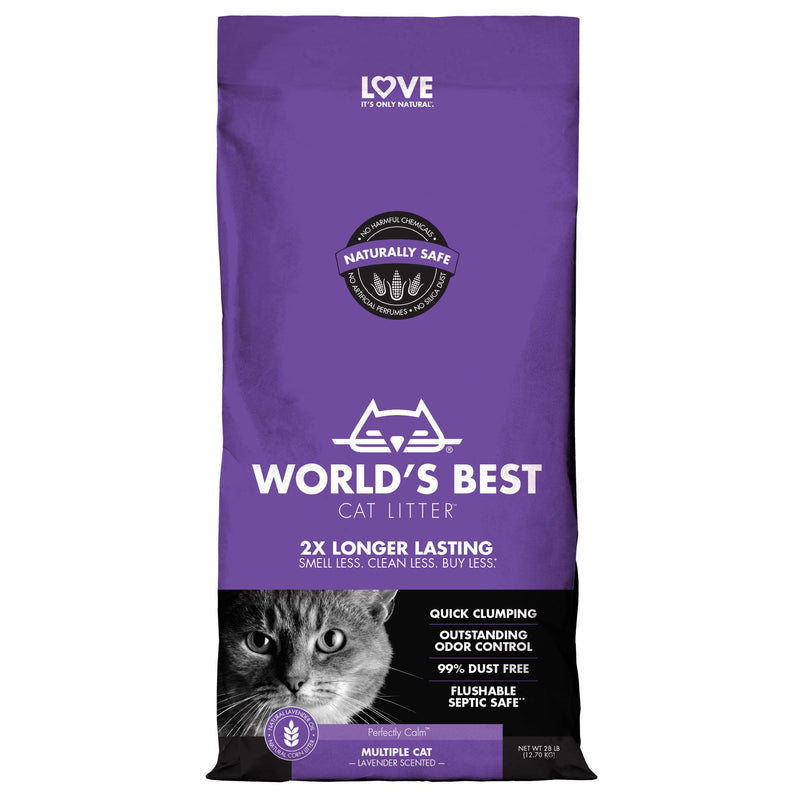 Worlds Best Cat Litter 28lb (12.7kg) Multiple Cat Lavender Scented, beige 12.7 kg (Pack of 1) - PawsPlanet Australia