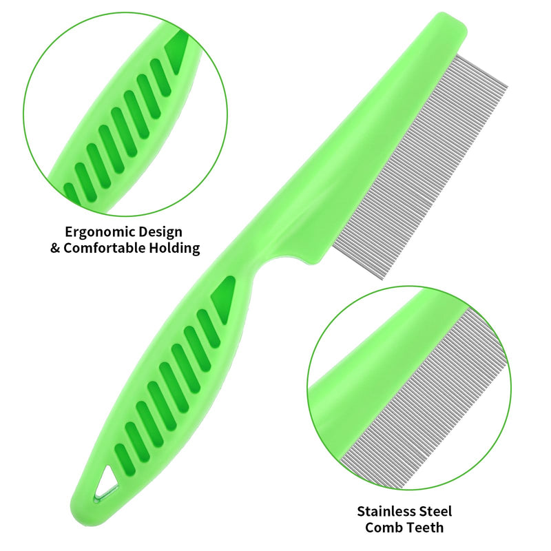 TIESOME Pet Hair Comb Tear Stain Removal, 2 Pack Multifunctional Combs for Pets Grooming Kit 2 in 1 Dog Combs Stainless Steel Comb Massage Comb Double Sided Comb (Green) Green - PawsPlanet Australia