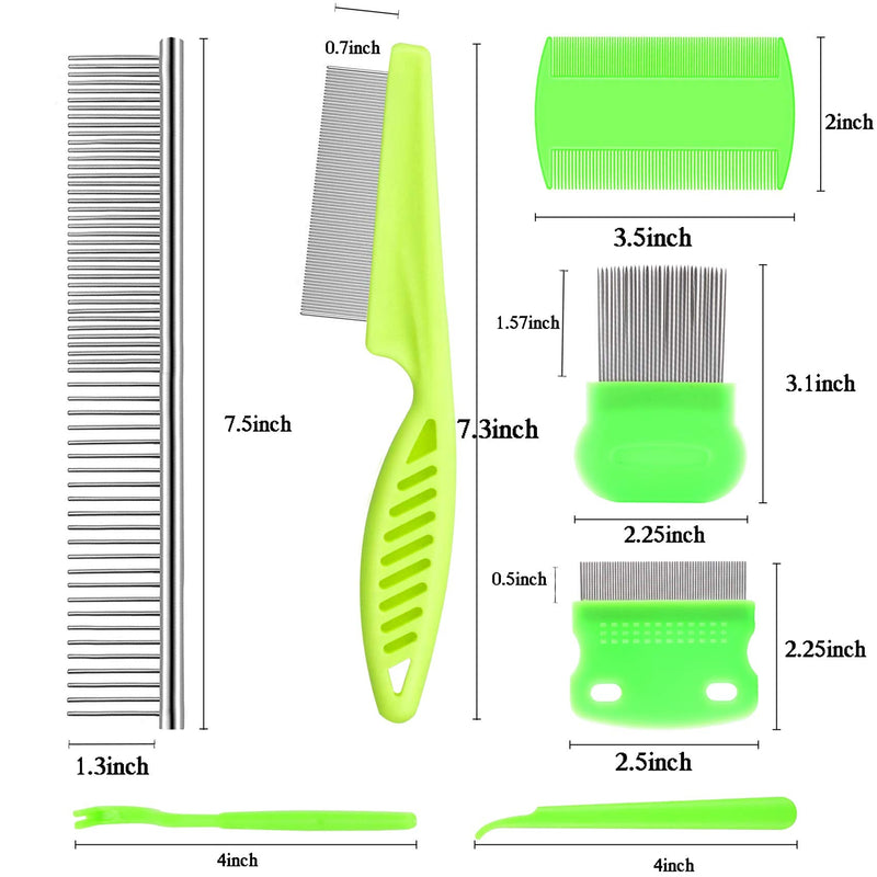 Lamoutor 7Pcs Pet Flea Comb Fine Tooth Comb and Pet Stainless Steel Combs for Dogs Cats Pet - PawsPlanet Australia