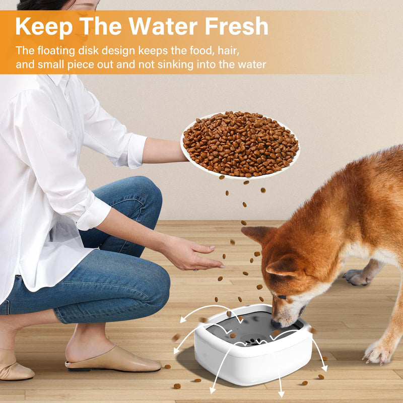 Dog Water Bowl: 35oz/1L No-Spill Cat Water Bowl Portable Dog Bowl with Eco-Friendly Material Slow Water Feeder Dispenser Vehicle Carried Water Bowl for Dogs, Cats, Pets & Outdoor Travel White - PawsPlanet Australia