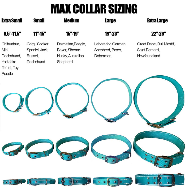 Max and Neo MAX Reflective Metal Buckle Dog Collar - We Donate a Collar to a Dog Rescue for Every Collar Sold X-Small BLACK - PawsPlanet Australia