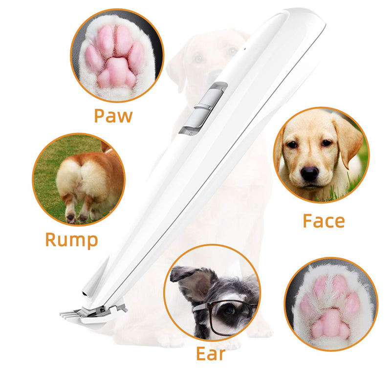 LAKHAH Pet Paw Hair Clipper Light up Electric Dog Claw Shaver, 2 Speeds Rechargeable Cat Face Trimmer Quiet Hamster Grooming Kit for Paw Eyes Ears Face Rump - PawsPlanet Australia