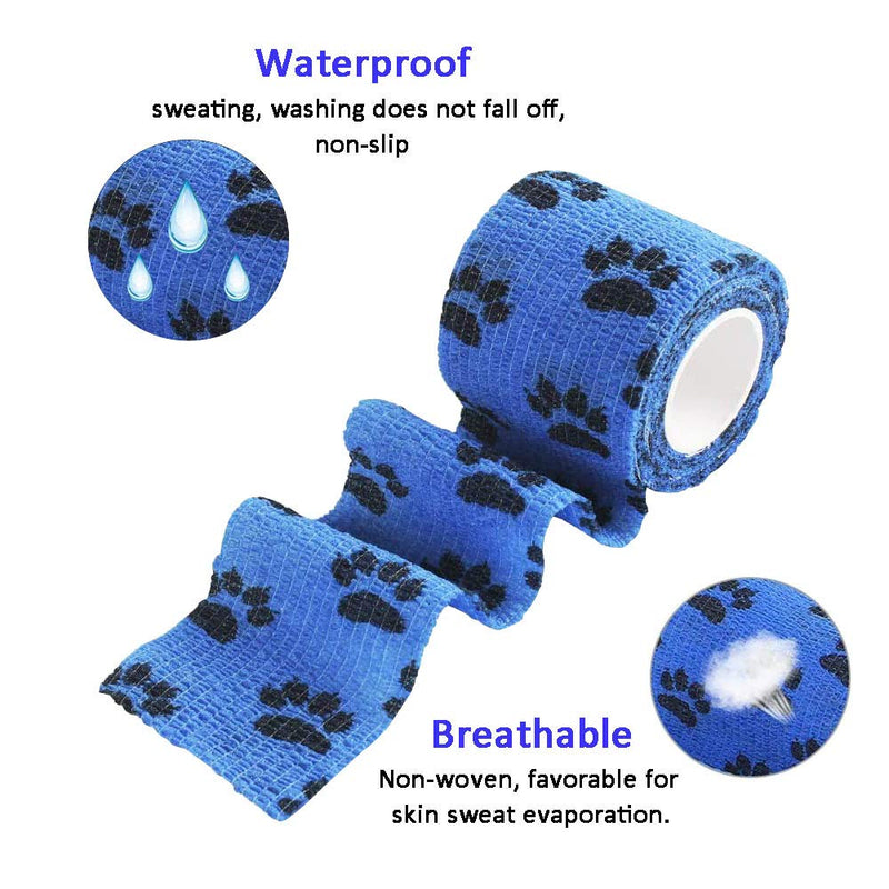 Self Adhesive Bandage, Vet Wrap Tape for Dogs Cats, Self Adherent Cohesive Bandages Pet Elastic Wrap Bandages, 4 colors, 2.5cmx4.5m(4 rolls), 5cmx4.5m(4 rolls) - PawsPlanet Australia