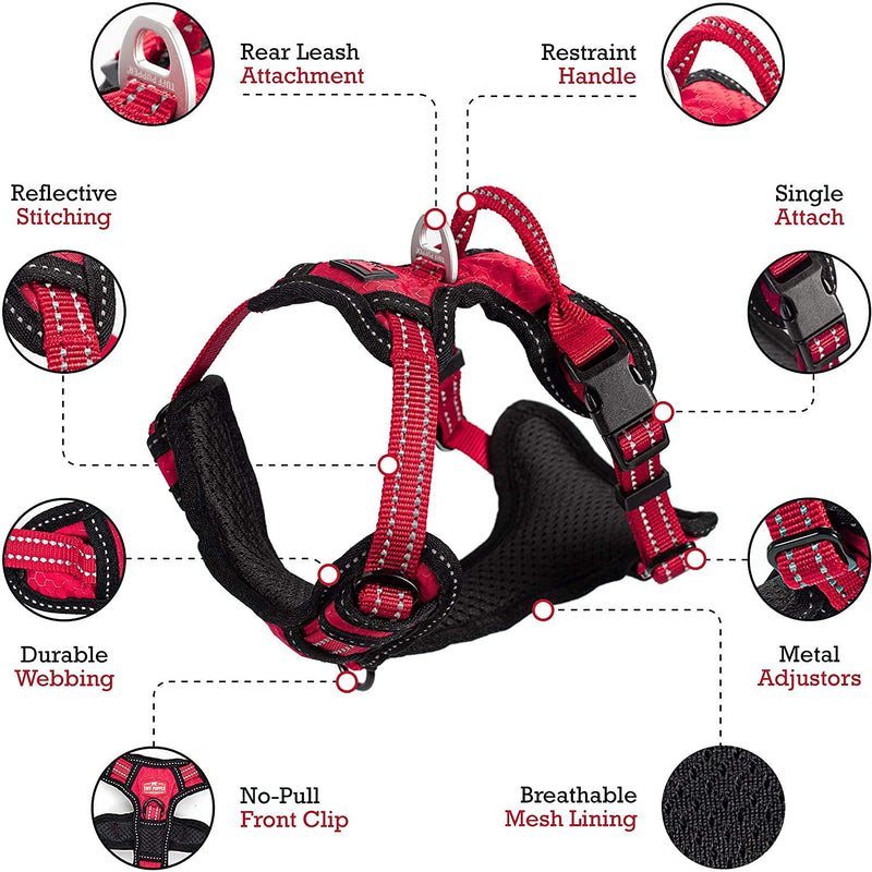Upgraded for 2022 - Metro No Pull Dog Harness | Reflective Dog Harness | Front/Back Leash Clips | Safety Handle | Padded Training Dog Harness for Comfort | Adjustable Small Medium Extra Large Dogs Small (Neck: 12-17" , Chest: 15-19") Epic Black - PawsPlanet Australia