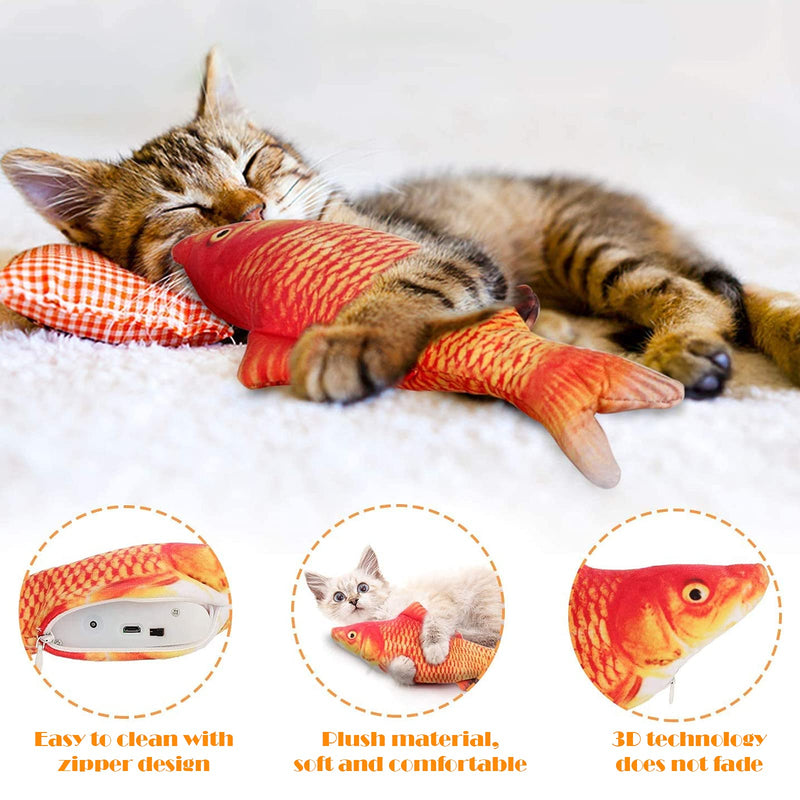 2 Pack Flopping Fish Cat Toy, 11.8 Inch Electric Moving Fish Toys, Realistic Plush Simulation Dancing Wagging Fish Cat Toy Catnip Kicker Bite Toys, Motion Kitten Toy, Interactive cat Toys - PawsPlanet Australia