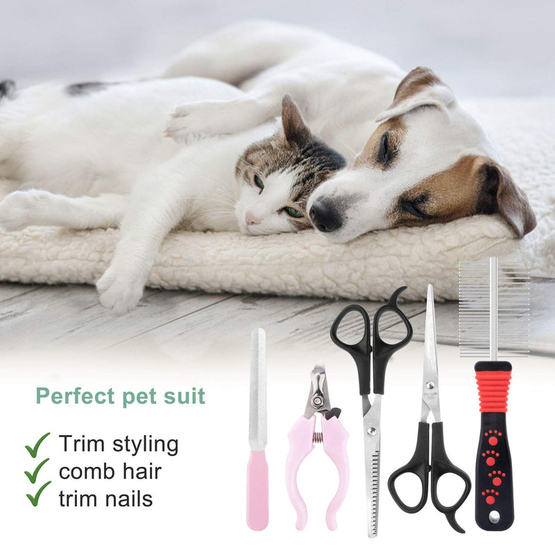 QiCheng＆LYS Dog Grooming Scissors Professional Professional Pet Hair Clipper,Dog Trimmer Pet Grooming Tool, Pet Grooming Set (5PCS Package 3) - PawsPlanet Australia