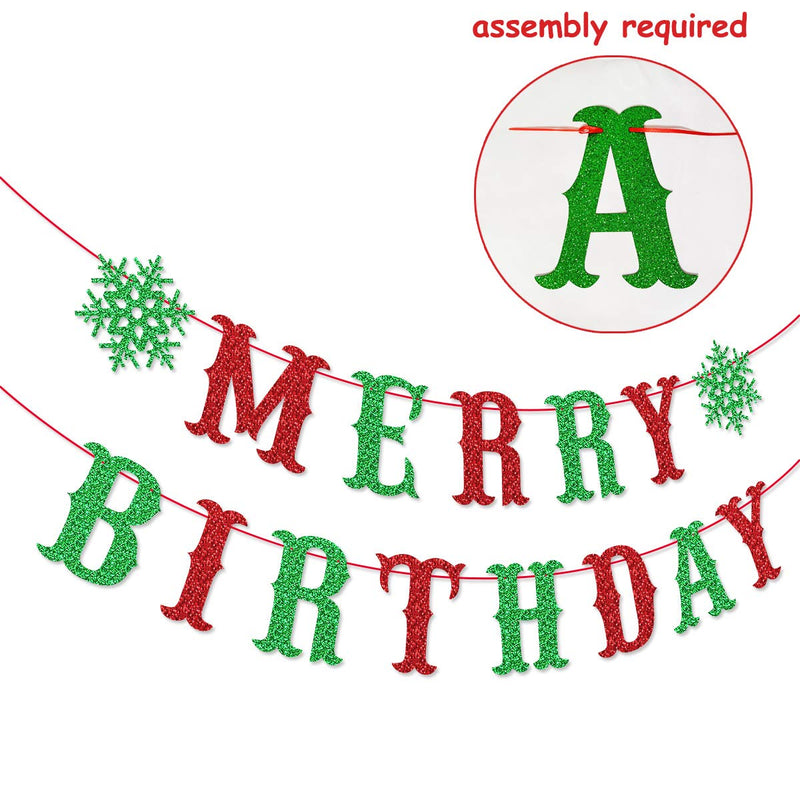 Merry Birthday Banner for Christmas Happy Birthday Party Decorations - PawsPlanet Australia