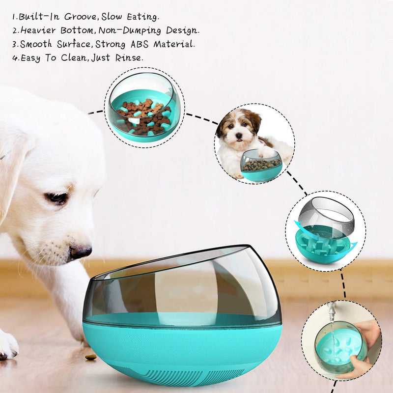 Kowth Slow Feeding Dog Bowl Abs Plastic Personalised Slow Feeder Dog Water Food Bowls With Weighted Bottom For Small Puppy Medium Large Dogs Cats-Blue Blue - PawsPlanet Australia