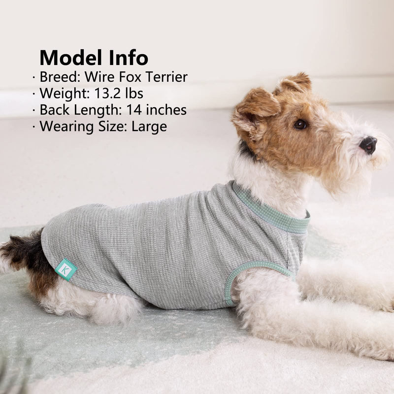 KYEESE 2Pack Dog Shirts Waffle for Small Dogs Soft Stretchy Dog T-Shirts Lightweight Dog Tank Top Sleeveless Dog Vest Breathable Cat Shirt, Medium, Green+Grey M-Chest(16") 2Pack(Green+Grey) - PawsPlanet Australia