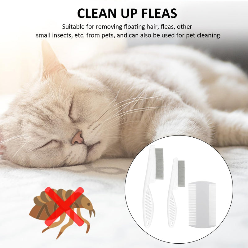 3 Pcs Pet Comb, Pet Flea Comb, Stainless Steel Pet Flea Comb, Pet Hair Comb, Double Row Flea Comb, Used for Removing Floating Hair, Lice Cleaning, etc. (White) - PawsPlanet Australia