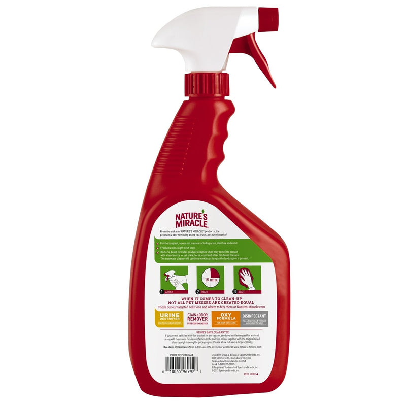 [Australia] - Nature’s Miracle Advanced Stain and Odor Eliminator Cat, For Severe Cat Messes 32 Oz Spray Updated Formula 