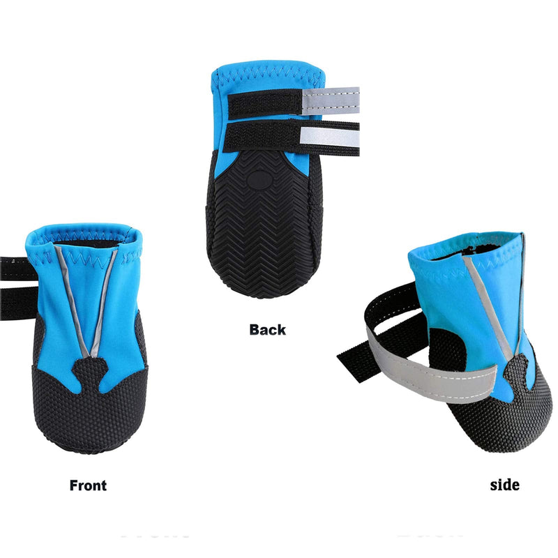 NeuWee Dog Boots Non-Slip Dog Paw Protectors, Set of 4 Waterproof Dog Shoes with Adjustable Reflective Straps and Anti Slip Sole for Small Medium Large Dogs Outdoor(S, Blue) S - PawsPlanet Australia