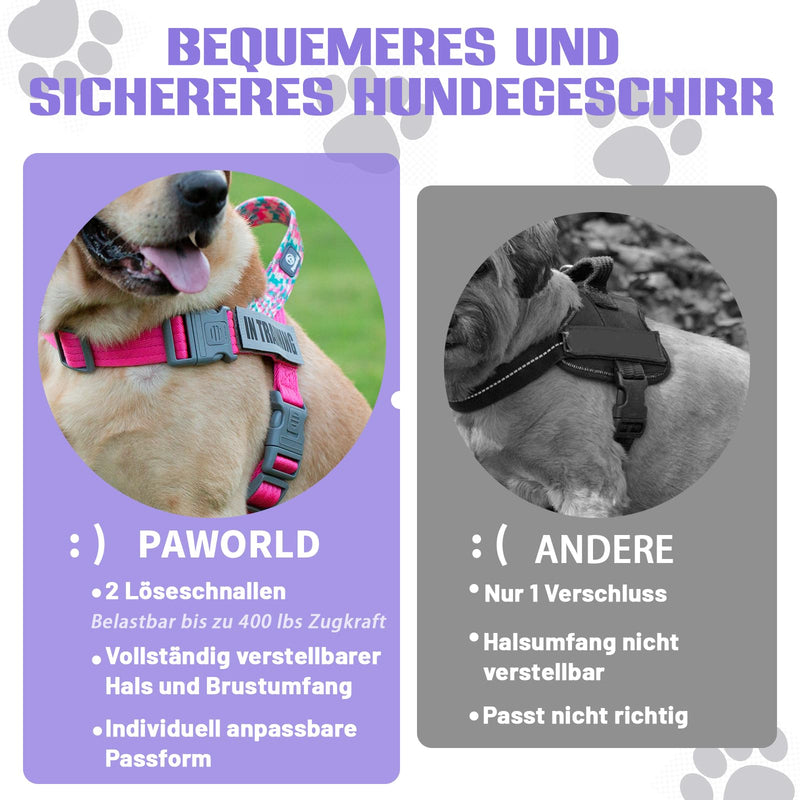 Paworld Dog Harness, Service Dog Harness, Norwegian Harness Dog, Safety Harness with 4 Reflective Patches, Adjustable Handle, for Walking, Training and Running (Purple, XS) Extra Small (Pack of 1) Purple - PawsPlanet Australia