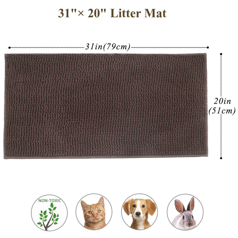 Vivaglory Cat Litter Mats, 31"× 20" or 35"× 25" Super Soft Microfiber Pet Mats for Litter Boxes with Waterproof Back, Machine Washable 31"× 20" Brown - PawsPlanet Australia