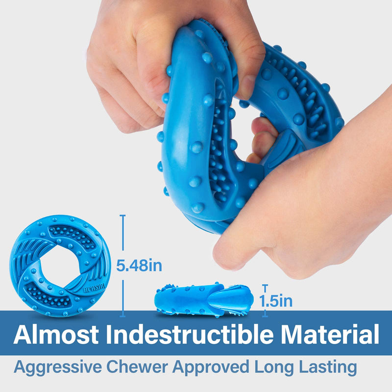 Apasiri Dog Chew Toy Durable Dog Toy for Large Breed Tough Rubber Ring Dog Toys for Extreme Dog Toys for Aggressive Chewers Almost Indestructible Dog Toys Best Gift (Blue) Medium & Large Blue - PawsPlanet Australia