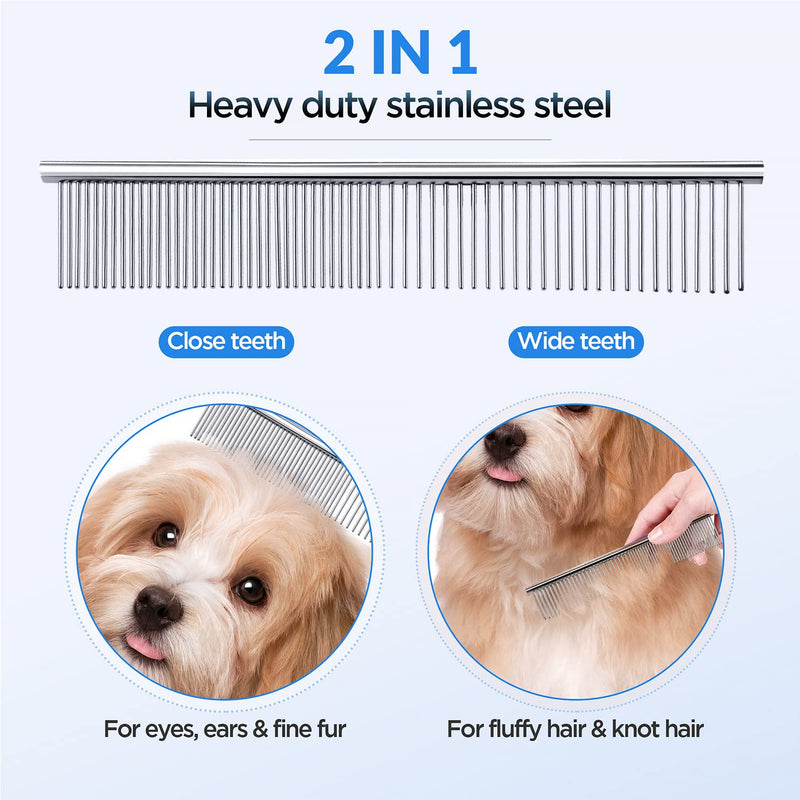 Gimars 5 in 1 Professional 4CR Stainless Steel Safety Round Tip Dog Grooming Scissors Kit, Heavy Duty Titanium Coated Straight & Thinning & Curved Shears & Comb Set for Dog & Cat Grooming - PawsPlanet Australia