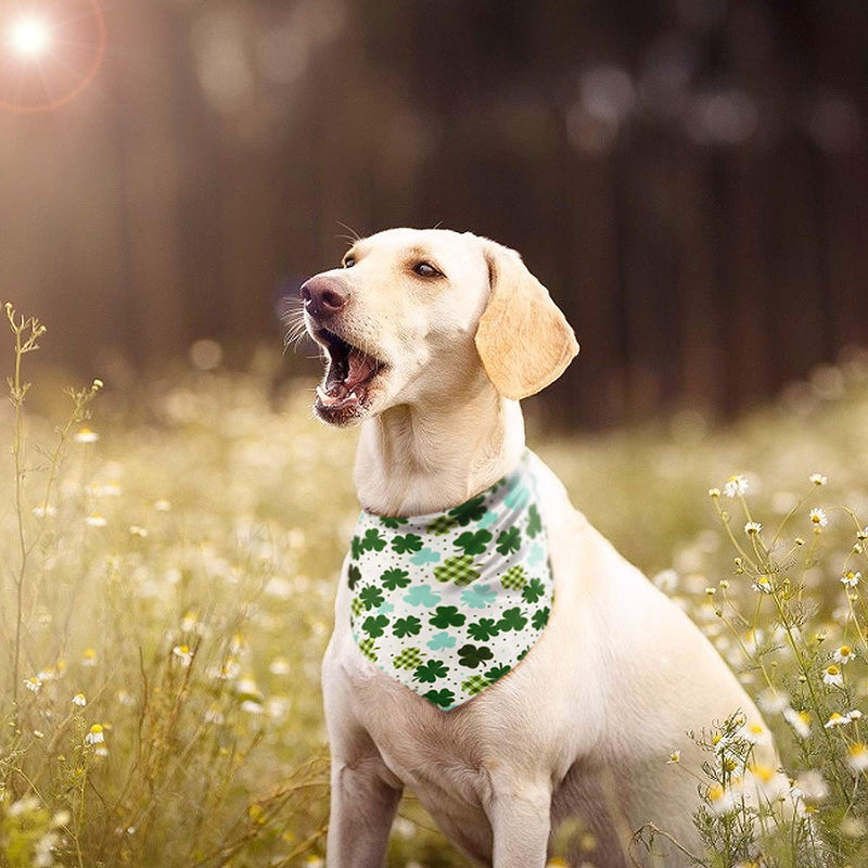 [Australia] - MEWTOGO 2pcs St. Patrick's Day Triangle Pet Dog Bibs Dog Bandanas Plaid-2 Set 