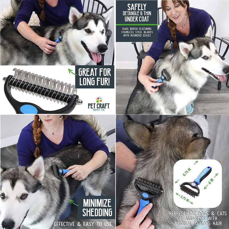 Winzasber Dog Brush Long Hair - Cat Brush Short Hair, Cat Brush & Undercoat Brush Dog and Cats, with Claw Scissors Cats | Blue (3 piece set) 3 piece set - PawsPlanet Australia