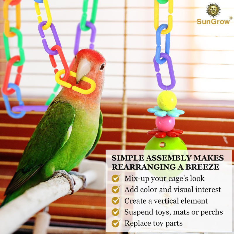 [Australia] - SunGrow Plastic Chain Links, 1.4x0.5 Inches, Variety of 6 Vibrant Colors, Interchangeable C-Clip Hooks, for Classroom or Playroom, Exciting, Lightweight and Durable DIY Pet Toy, 100 Pieces 