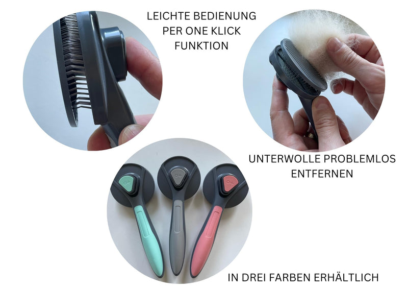 Cat brush, dog brush, pet brush for cats and dogs with short, medium and long hair, self-cleaning at the touch of a button, washable, cat comb, very robust (green) green - PawsPlanet Australia