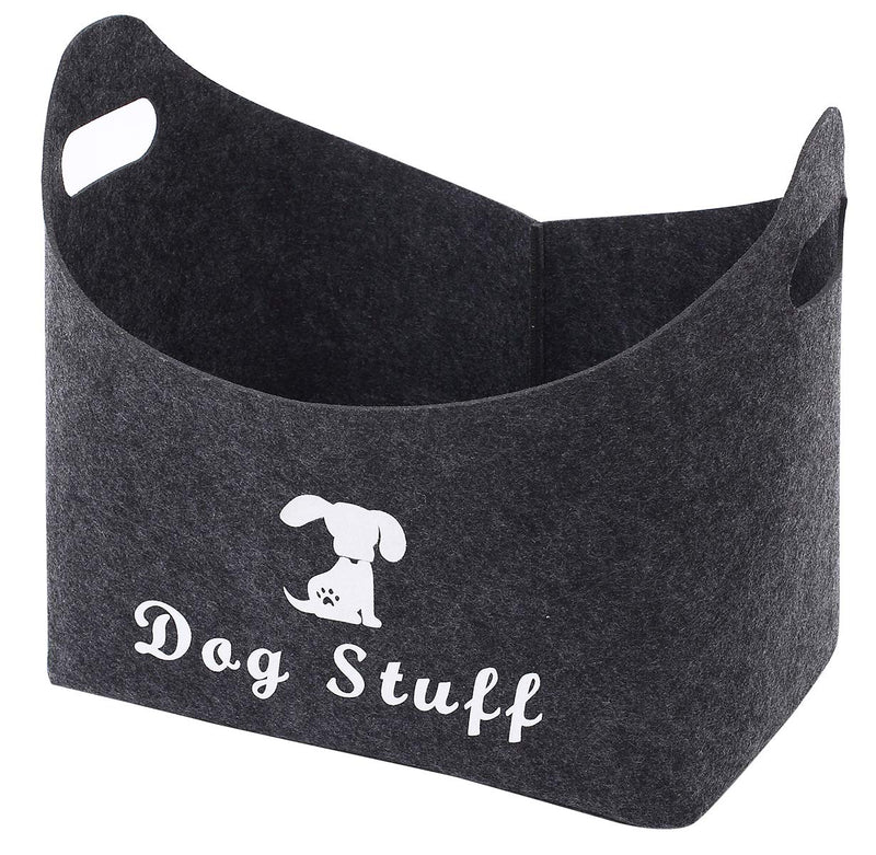 Geyecete Soft felt Pet Toy Bin Dog Toys Storage Bins - with Handles, Pet supplies storage Basket/Bin Kids Toy Chest Storage Trunk(Dark Grey) Dark Grey - PawsPlanet Australia