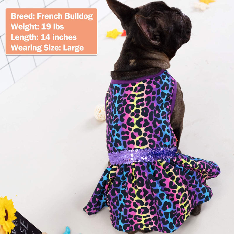 kyeese Dog Dress Leopard with Sequins Dogs Party Evening Dresses for Small Dogs Cat Dress Dog Apparel XS (2.5-3.5lbs) - PawsPlanet Australia