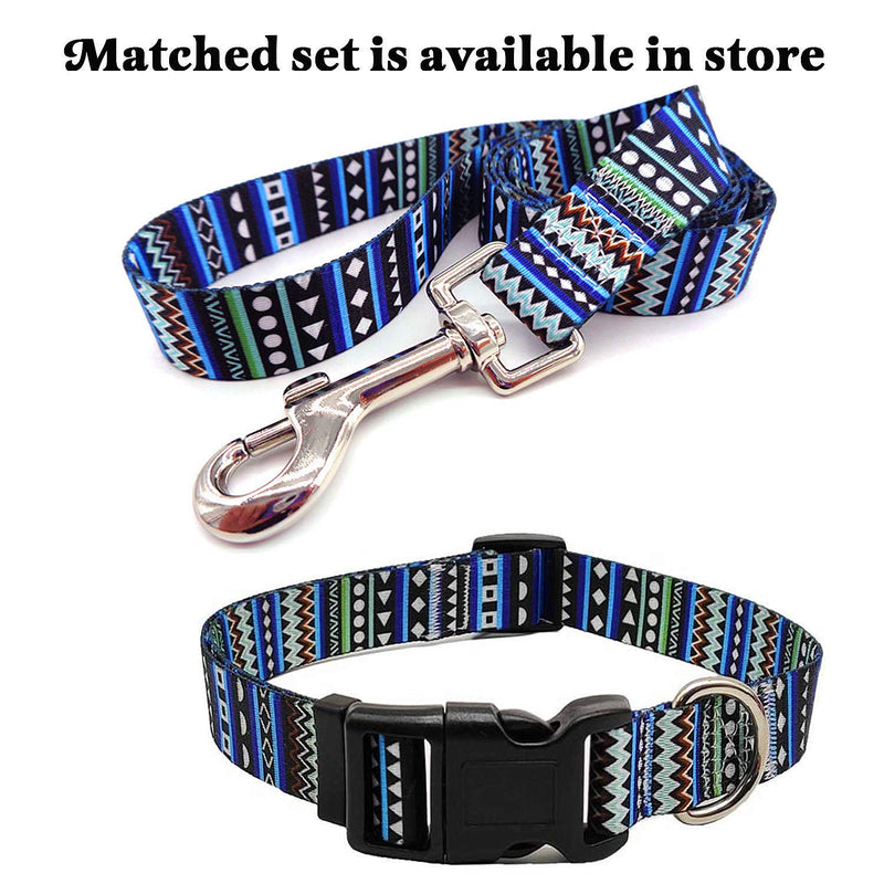 Mihqy Dog Collar with Bohemia Floral Tribal Geometric Patterns - Soft Ethnic Style Collar Adjustable for Small Medium Large Dogs S（Neck 9.8-15.7"(25-40cm),3/5"(1.5cm) Width) Bohemian Blue - PawsPlanet Australia