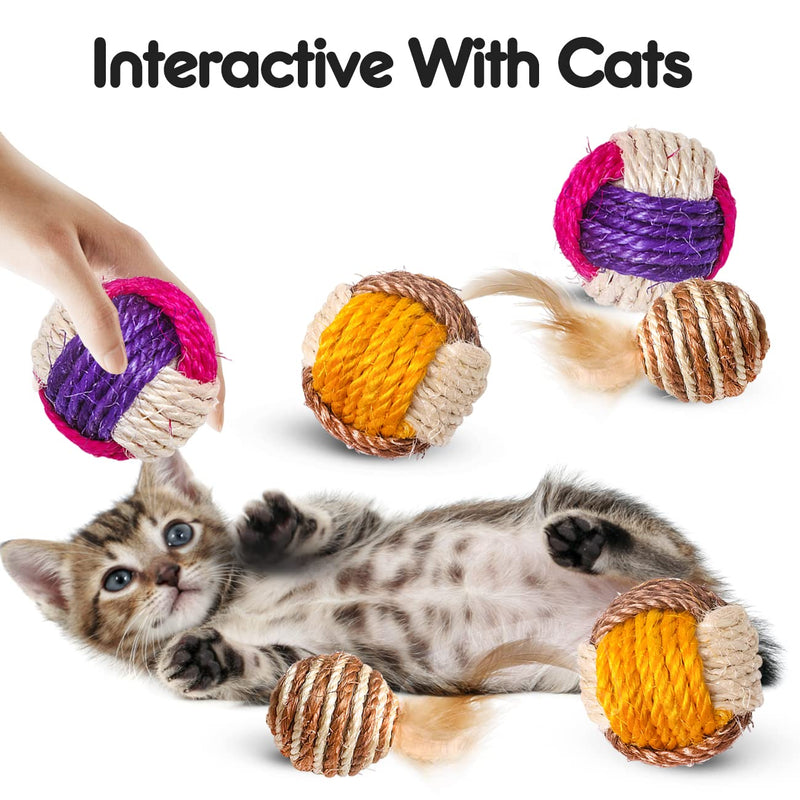 Skrtuan cat toy ball, 6 pieces cat balls, interactive feather toy, cat toy ball for indoor use, interactive toy for cats, cat balls, cat toy, self-occupation - PawsPlanet Australia