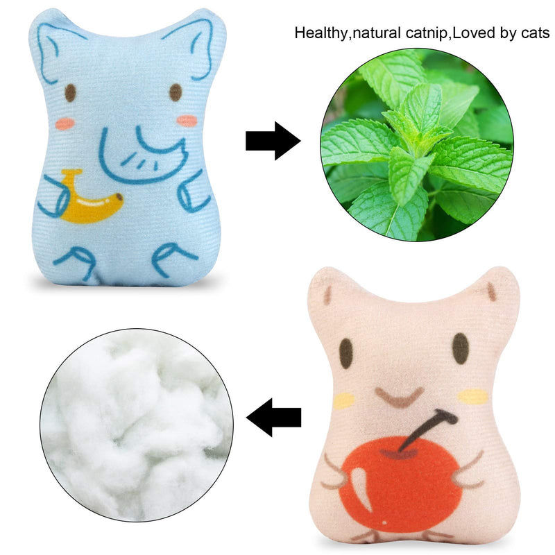 Dorakitten Catnip Toys for Indoor Cats - 5PCS Plush Cat Chew Toys Teething Interactive Catnip Filled Kitten Toy Soft Pet Toy Mint - PawsPlanet Australia