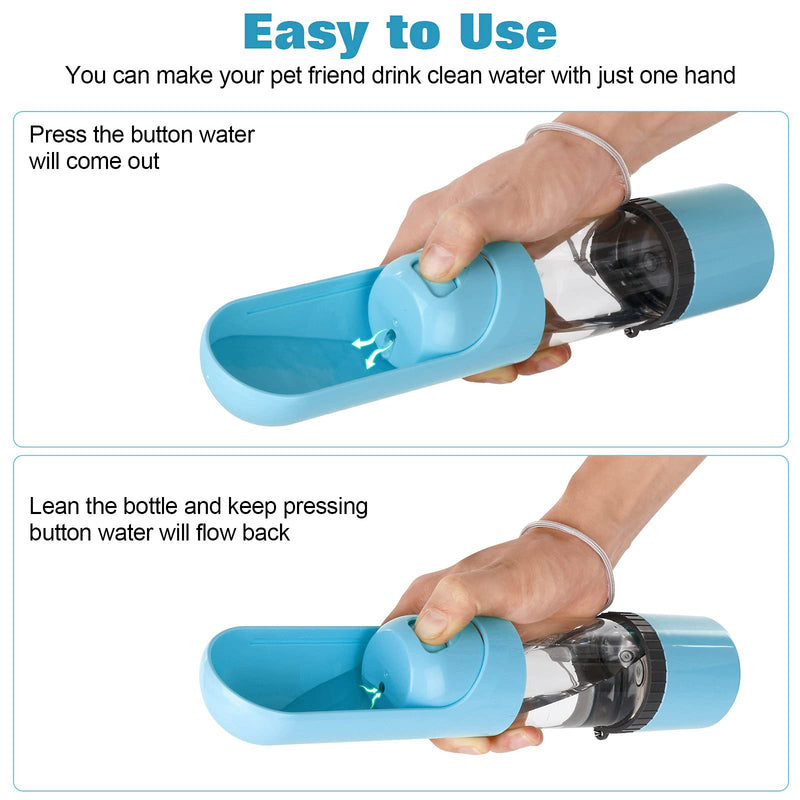 Portable Dog Water Bottle: Leak-Proof Cat Travel Water Dispenser, can Be Filled with Water and Food, Suitable for Kitty and Puppy Outdoor Walking, Hiking and Traveling Blue - PawsPlanet Australia