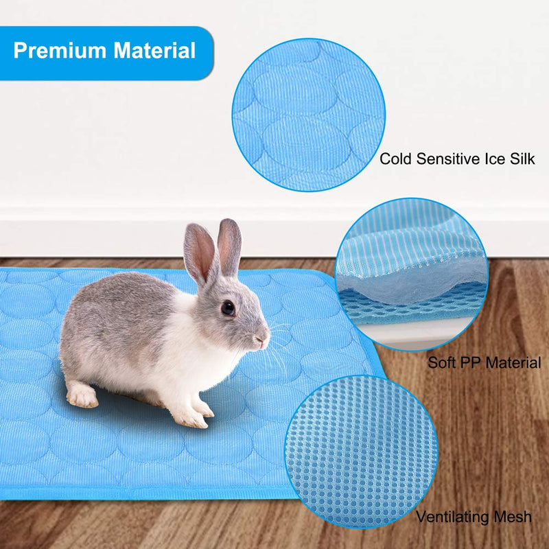 2PCS Summer Cooling Mat for Rabbit, Washable Bunny Bed, Rabbit Bed Mat, Guinea Pig Cage Liner Hamster Pee Pad, Fleece Sleep Pad for Squirrel, Hedgehog, Chinchilla, Small Animals, 15.8''x11.8'' Blue - PawsPlanet Australia