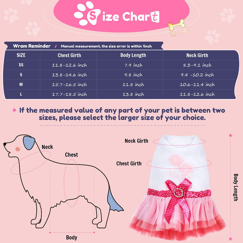 4 Pieces Dog Dress Peach Heart Dog Puppy Skirt Dog Princess Tutu Dress Dog Bowknot Vest Dress for Small and Medium Pets Dogs (S) - PawsPlanet Australia