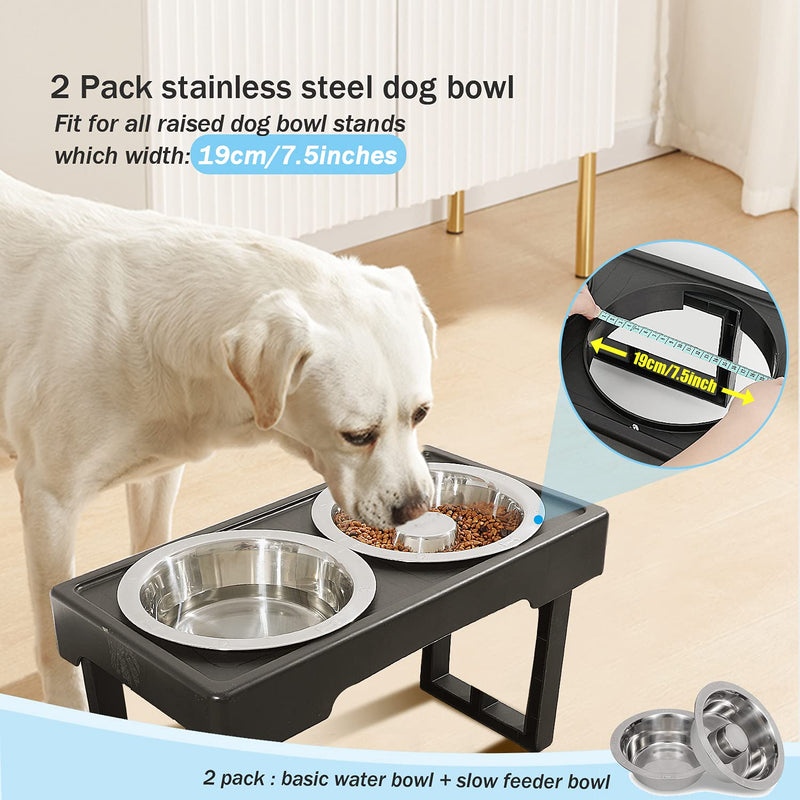 2 Pack Stainless Steel Slow Feeder Dog Bowl and Water Bowl, Insert Metal Dog Raised Bowls for Raised Feeding and Slow Eating, Compatible with Elevated Diners 2Pack Slow Feeder + Basic Bowl - PawsPlanet Australia