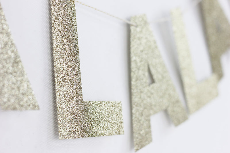 SUNBEAUTY 1 Set FA LA LA LA LA Gold Glitter Banner Christmas Paper Garlands Photo Prop Christmas Hanging Decorations - PawsPlanet Australia