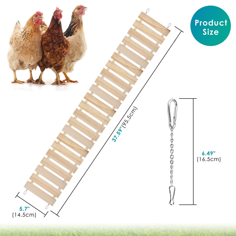 KATUMO Chicken Swing Chicken Perch Chicken Ladder for Coop Natural Wood Chicken Toy Chicken Coop Accessory Bird Swing for Chickens, Birds, Parrots, Total Length 112cm/44.09'' Plain - PawsPlanet Australia