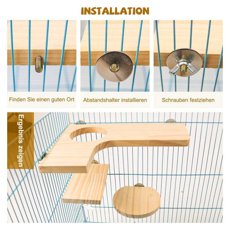 4-piece hamster accessory set, small animal platform, natural wood hamster toy for the cage for guinea pigs, chinchillas, rats, budgies including L-springboard, round rectangle - PawsPlanet Australia