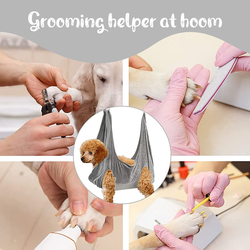 MABUSIYI Pet Grooming Hammock Helper, Muti-Functional Pet Cat Drying Towel for Dog and Cat Hammock Restraint Bag, Nail Clipper Bathing Washing Grooming S Grey - PawsPlanet Australia