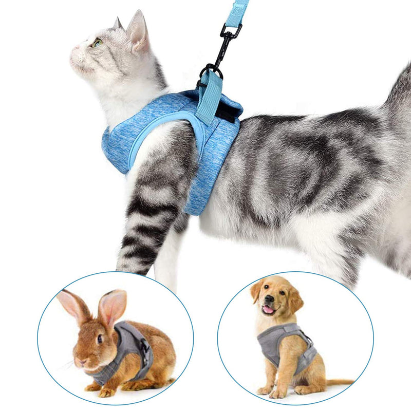 U/K Cat Harness and Leash Set for Walking Escape Proof Adjustable Soft Kitten Vest Comfortable Jacket for Puppies,Dogs,Rabbits with cationic Fabric Pet Soft Collar,Cat Harness and Lead Set (S, Grey) - PawsPlanet Australia