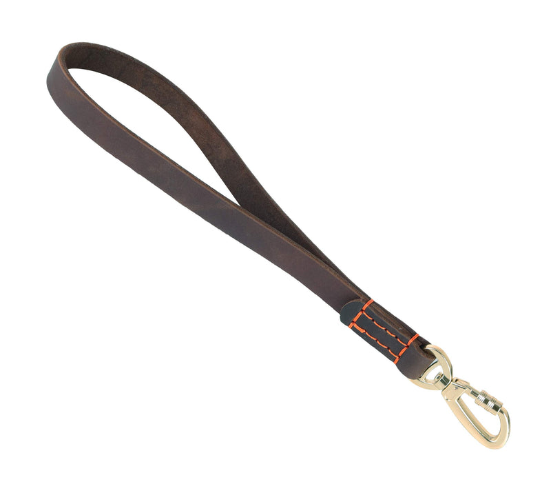 [Australia] - teck Leather Heavy Duty Dog Short Leash for Large Dog Training & Walking 16" x 1" Clasp 