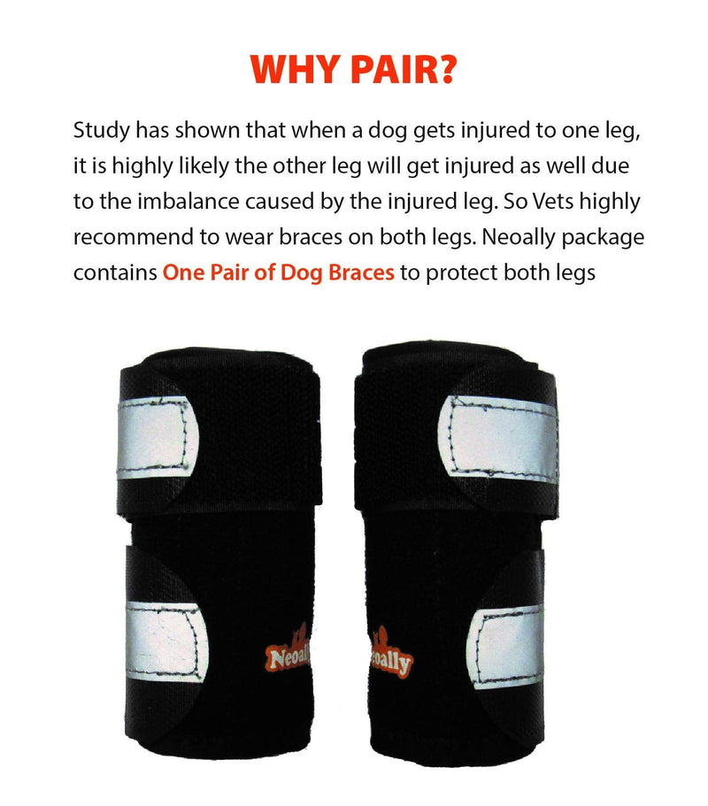 NeoAlly Pair Dog Front Leg Braces Super Supportive with Metal Spring Strips to Stabilize and Support Canine Front Leg Wrist Carpal, Prevent Leg Injuries Sprains Arthritis (Pair) (XXS/XS, Black) XXS/XS - PawsPlanet Australia