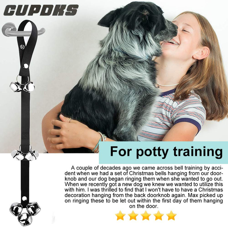 CUPDKS Dog Doorbells Premium Quality Training Potty Great Dog Bells Adjustable Door Bell Dog Bells for Potty Training Your Puppy The Easy Way - Premium Quality - 7 Extra Large Loud 1.4 DoorBells black1 - PawsPlanet Australia