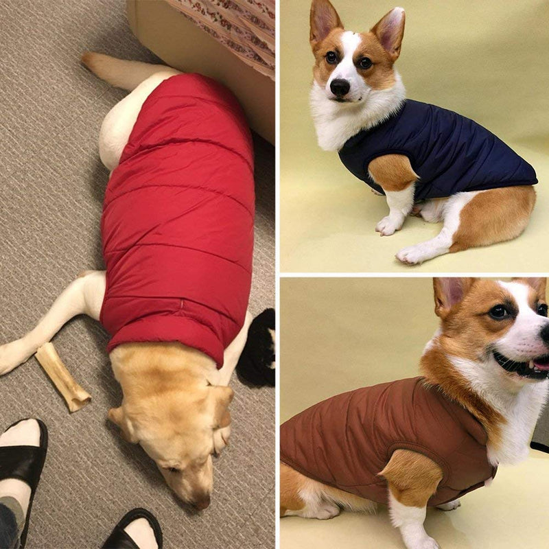 Morezi Dog Cosy Fleece Jacket Winter Lined Coat Winter Coat Pet Cloth Warm and Soft Dog Vest Jackets Apparel For Small Medium Large Dogs - Red - L Large(Chest: 60CM) - PawsPlanet Australia