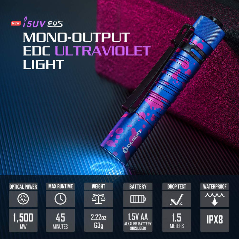 OLIGHT I5UV UV Torch for Traveler 365nm Pet Urine Detector Flashlight Small Pen Light of Dog Accessory Black Light with IPX8 Waterproof (2 Meter）to Inspect Fluorescent & Check Counterfeit Currency - PawsPlanet Australia