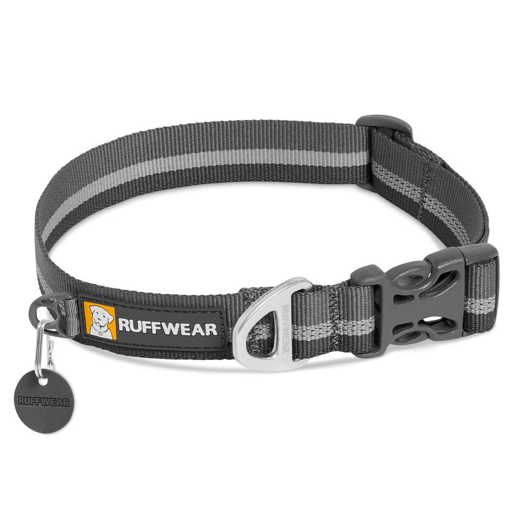 RUFFWEAR Crag Dog Collar, Reflective and Comfortable Collar for Daily Use, Granite Gray, 36-51cm 14"-20" Gray - PawsPlanet Australia