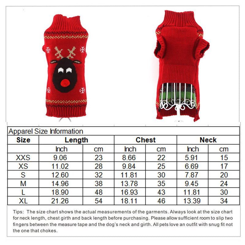 ABRRLO Pet Holiday Reindeer Ugly Christmas Dog Sweater,Red Black Pet Puppy Cat Winter Knitwear Warm Jumper Clothes for Small Medium Dogs M (Chest 13.78"-Back Length 14.96") Red - PawsPlanet Australia
