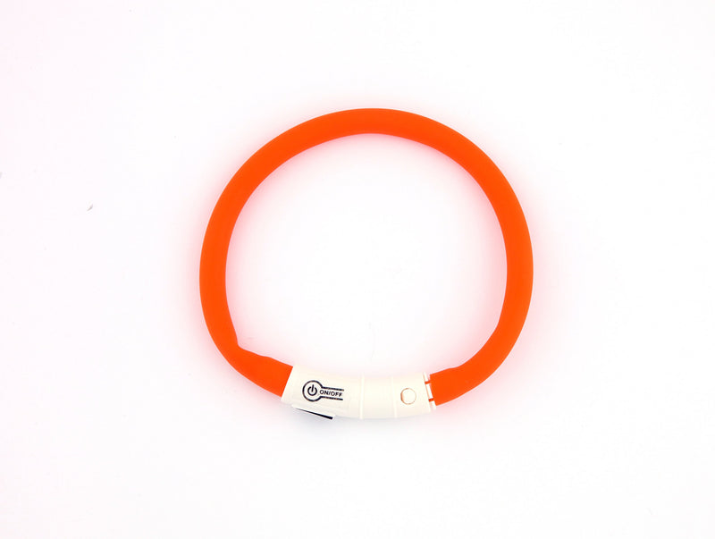 [Australia] - Floppy Ears Design USB Rechargeable LED Light-Up Safety Neck Loop, One Size fits dogs 13” to 24”, Orange 