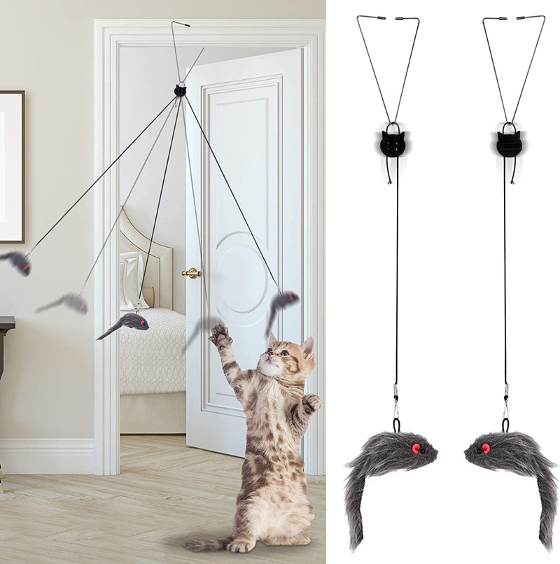 tao pipe Pack of 2 cat toys, self-employment, hanging door frame, cat toy with elastic mouse, interactive dancer cat toy, mice for cat exercise and against boredom - PawsPlanet Australia