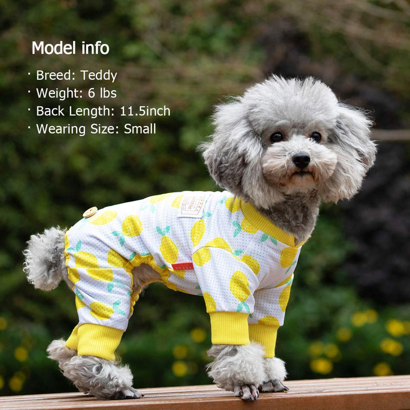 [Australia] - kyeese Dog Pajamas Stretchable Dog Pjs 4 Legs Pet PJS Lemon Lightweight Puppy Cat Pajama Onesie Medium 