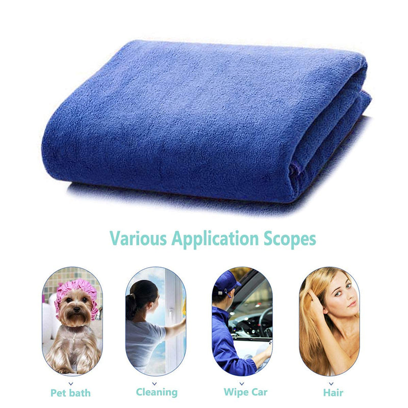 CattleyaHQ 160 x 60 cm 1 piece dog towels, soft absorbent microfibre quick dry towels, large dry towels for dogs, cats, pets (blue). - PawsPlanet Australia