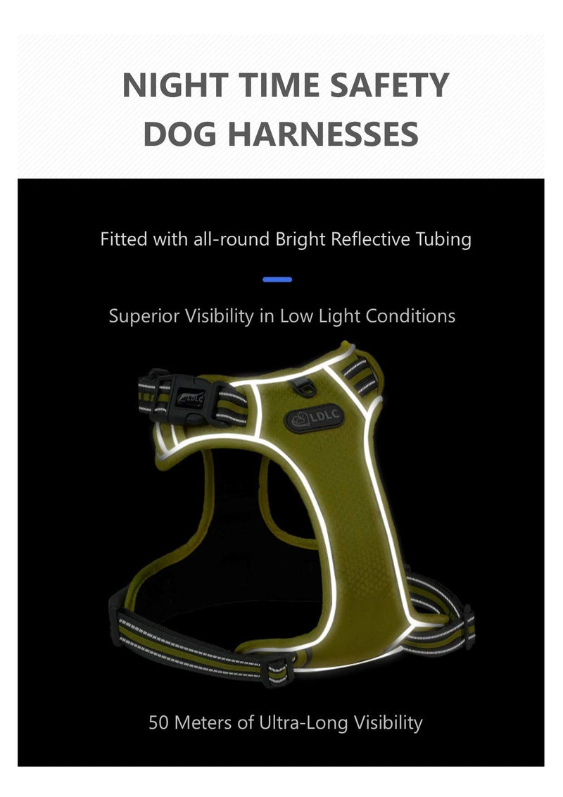 The Dogs DangLeads. No Pull Dog Harness, Hi Vis, Reflective, Padded & Adjustable, All Weather Durable No-Choke Safety Dog Harness. 4 Vibrant Colours in Four Different Sizes. (Small Hi Vis Yellow) Small - PawsPlanet Australia